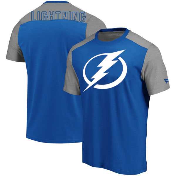 Tampa Bay Lightning Fanatics Branded Iconic Blocked T-Shirt Blue Heathered Gray,We sell and wholesale Tampa Bay Lightning Fanatics Branded Iconic Blocked T-Shirt Blue Heathered Gray on line form chian!